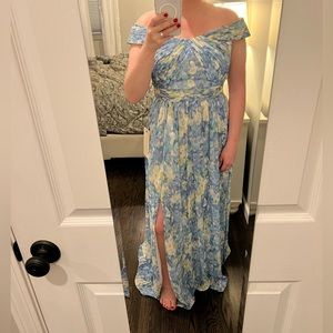 Adrianna Papell Watercolor Floral Print Gown
